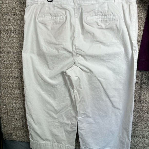 TALBOTS Wide Leg Crop Chino Pants‎ White Cotton Spandex Plus Size Spring Coastal - Picture 2 of 9